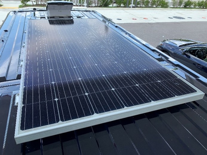 Trina 370W solar panle on a van roof - DIY van conversion