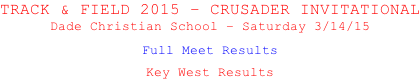 TRACK & FIELD 2015 – CRUSADER INVITATIONAL Dade Christian School – Saturday 3/14/15  Full Meet Results  Key West Results